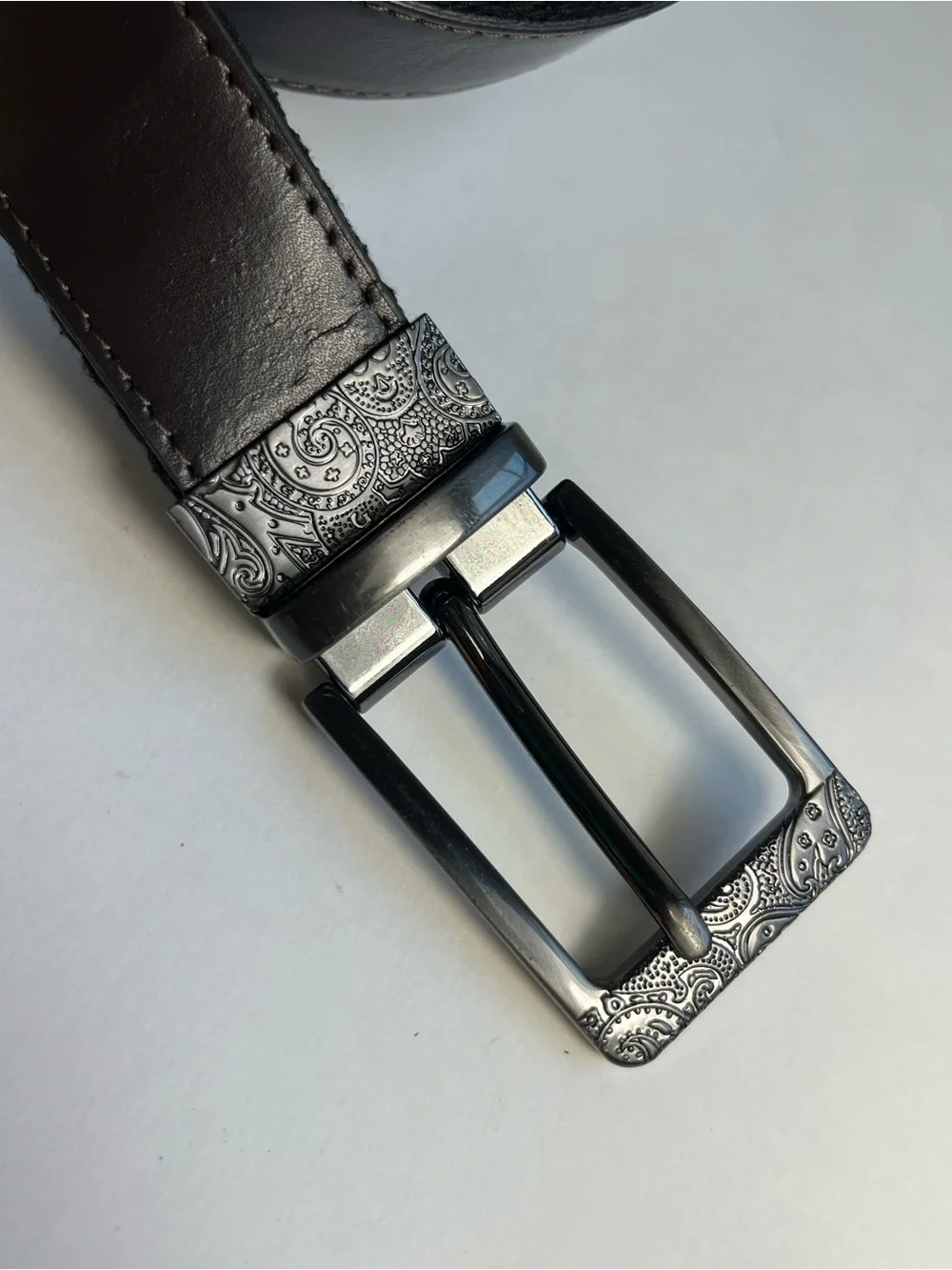 Robert Graham Mayflower Reversible Belt 50 (48-54) Brown Leather/Black Webbing